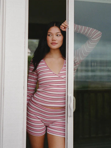 stripe parke wrap long sleeve